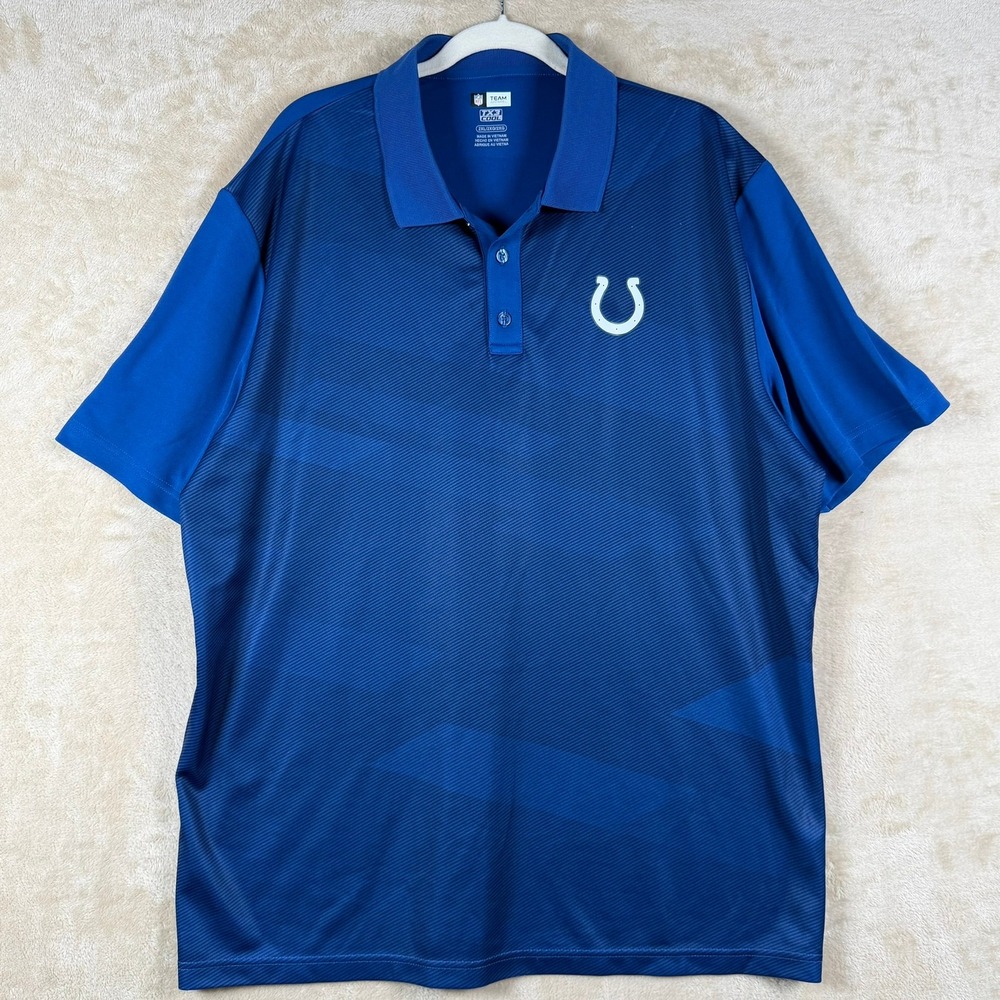 NFL Indianapolis Colts Men's 2XL Blue‎ Team Apparel Polo Shirt TX3 Cool